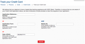HDFC Credit Card Status