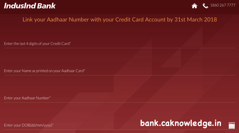 IndusInd Credit Card to Aadhaar Card