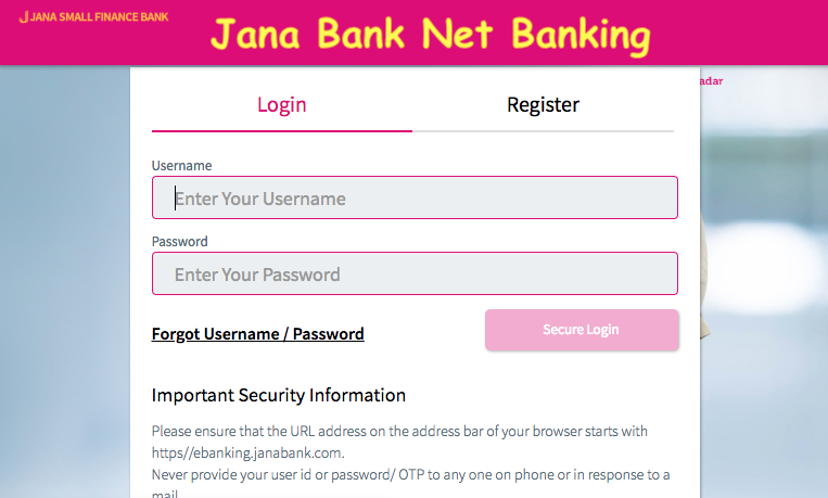 Jana Bank Net Banking