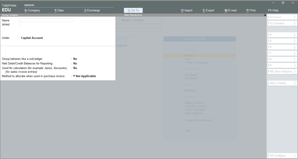 How to create Groups in Tally image 1