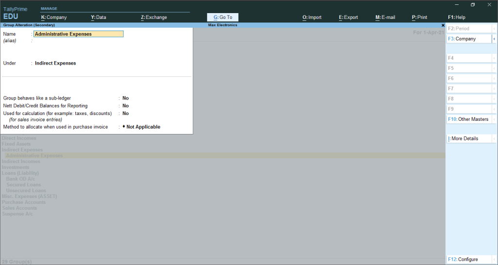 How to create Groups in Tally image 3